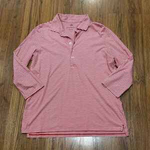 Renwick Polo Shirt Red/White Striped 3/4 Sleeve